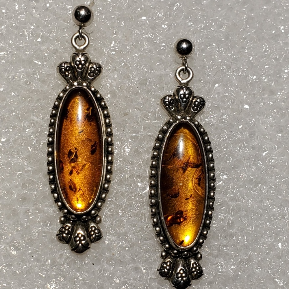 Carolyn Pollack Sterling and Amber earrings